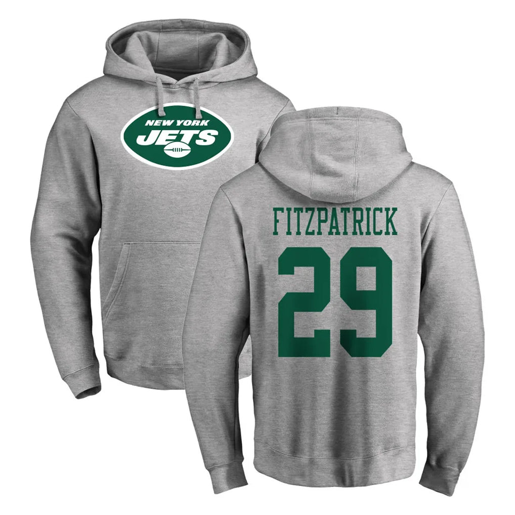 NY.Jets #29 Minkah Fitzpatrick Player Gray LOGO Pullover Hoodies Limited Game Gdoa Stitched Jerseys