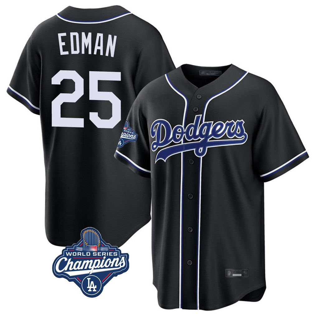 LA.Dodgers #25 Tommy Edman Player Black World Series Meet Carbon Limited Home Fdoa Stitched Jerseys