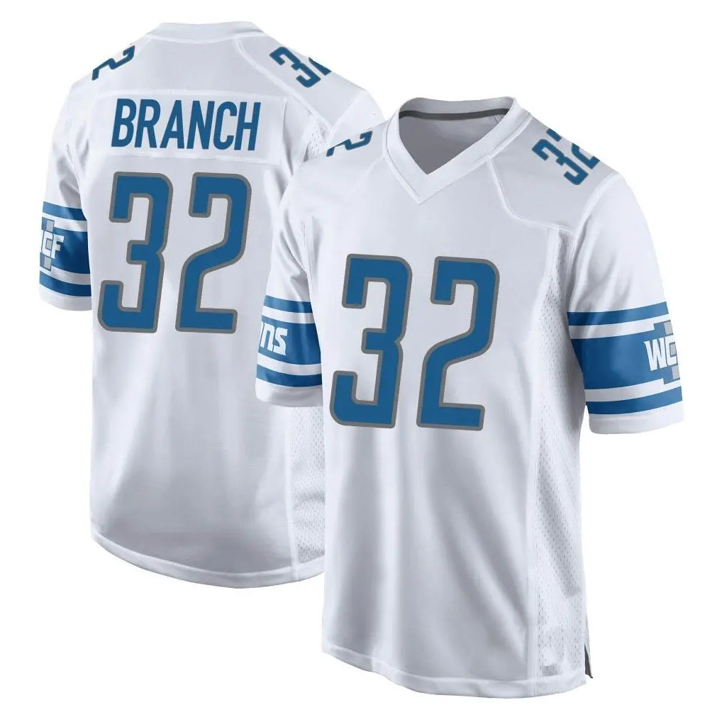 D.Lions #32 Brian Branch Player White Home Game Gdoa Stitched Jerseys