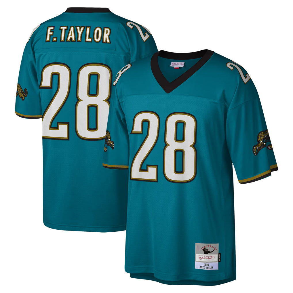 J.Jaguars #28 Fred Taylor?Player Teal Mitchell & Ness Legacy Home Game Gdoa Stitched Jerseys