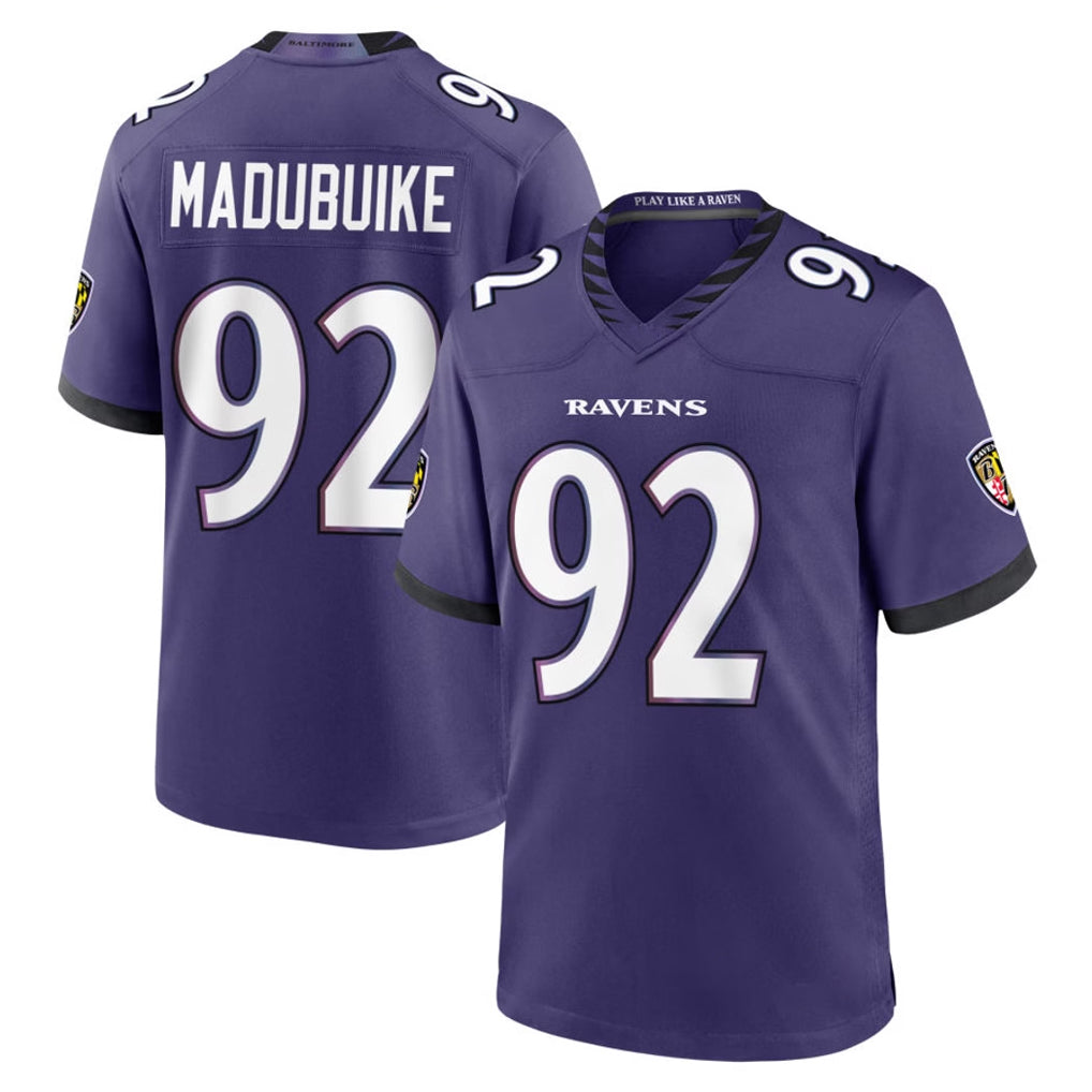 B.Ravens #92 Nnamdi Madubuike Player Purple Home Game Gdoa Stitched Jerseys