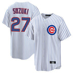 C.Cubs #27 Seiya Suzuki Player White Game Home Gdoa Stitched Jerseys
