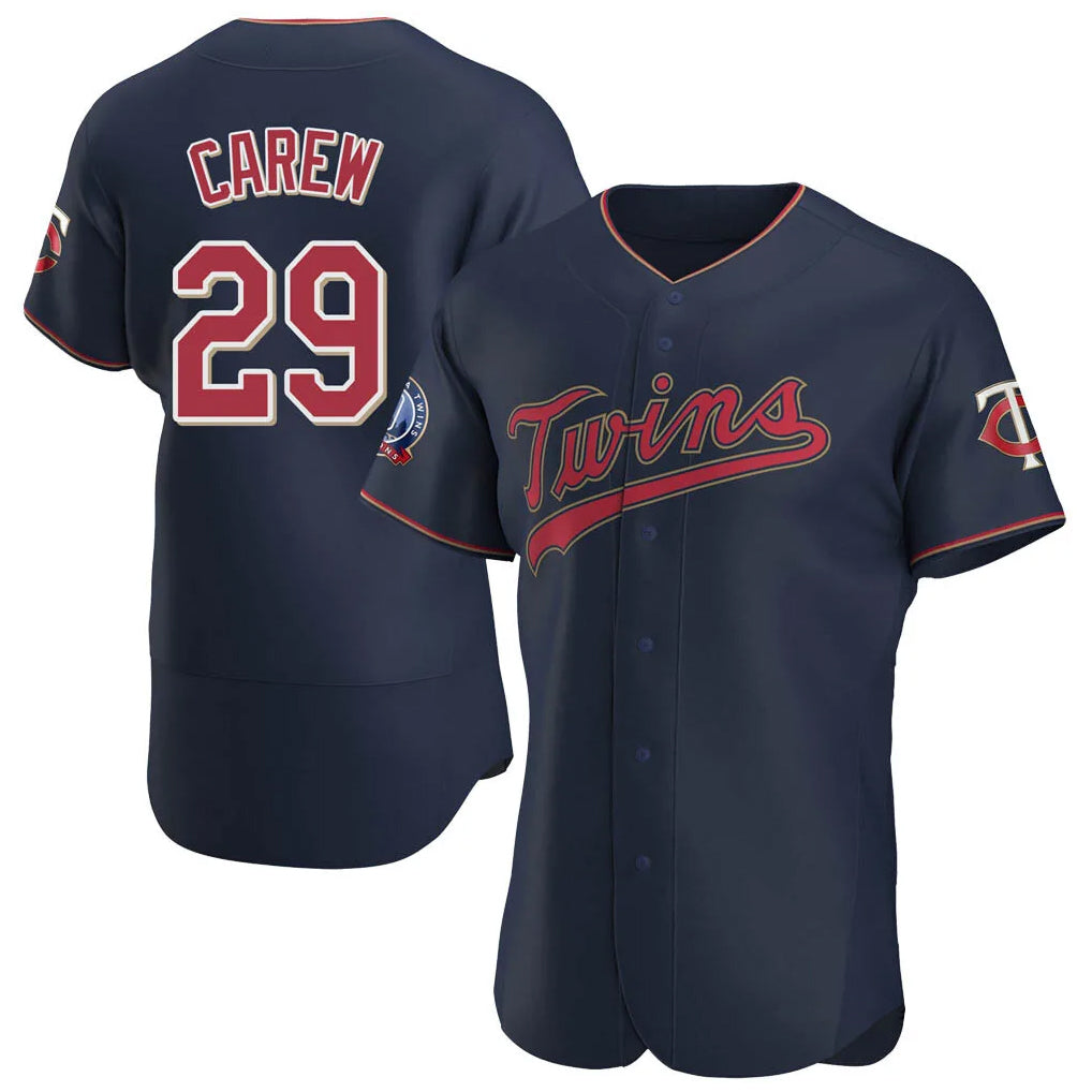 M.Twins #29 Rod Carew Player Navy 60th Home Limited Elite Fdoa Stitched Jerseys