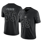 NO.Saints #75 Taliese Fuaga Player Black Limited Reflective Home Game Gdoa Stitched Jerseys