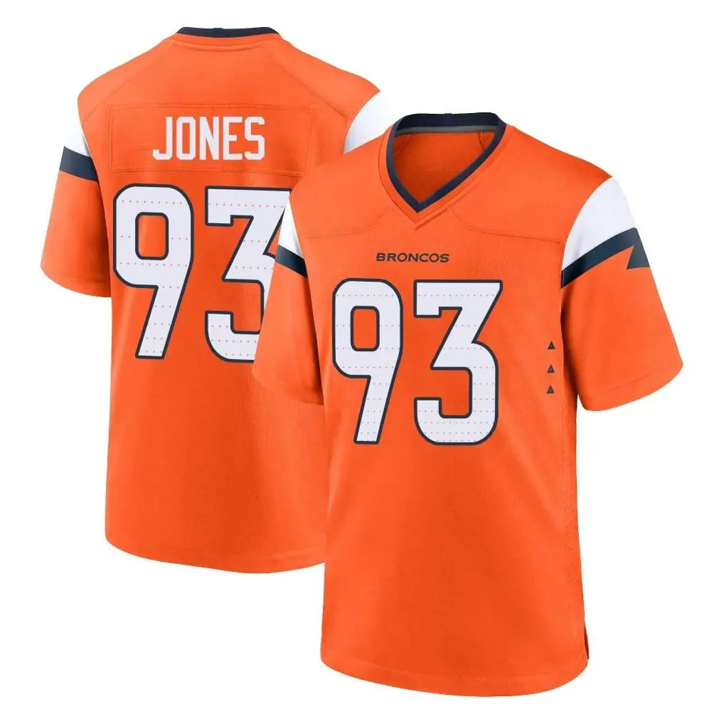 D.Broncos #93 D.J. Jones Player Orange Home Game Gdoa Stitched Jerseys