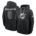 M.Dolphins #6 Malik Washington Player 2026 Black Logo Pullover Hoodies Limited Game Gdoa Stitched Jerseys