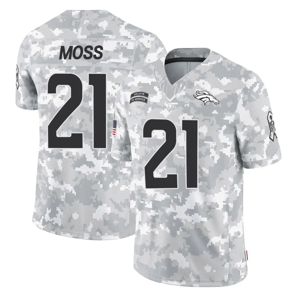 D.Broncos #21 Riley Moss Player Arctic Camo Salute To Service Limited Gdoa Stitched Jerseys