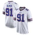 B.Bills #91 Ed Oliver Player White Home Game Gdoa Stitched Jerseys
