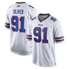 B.Bills #91 Ed Oliver Player White Home Game Gdoa Stitched Jerseys