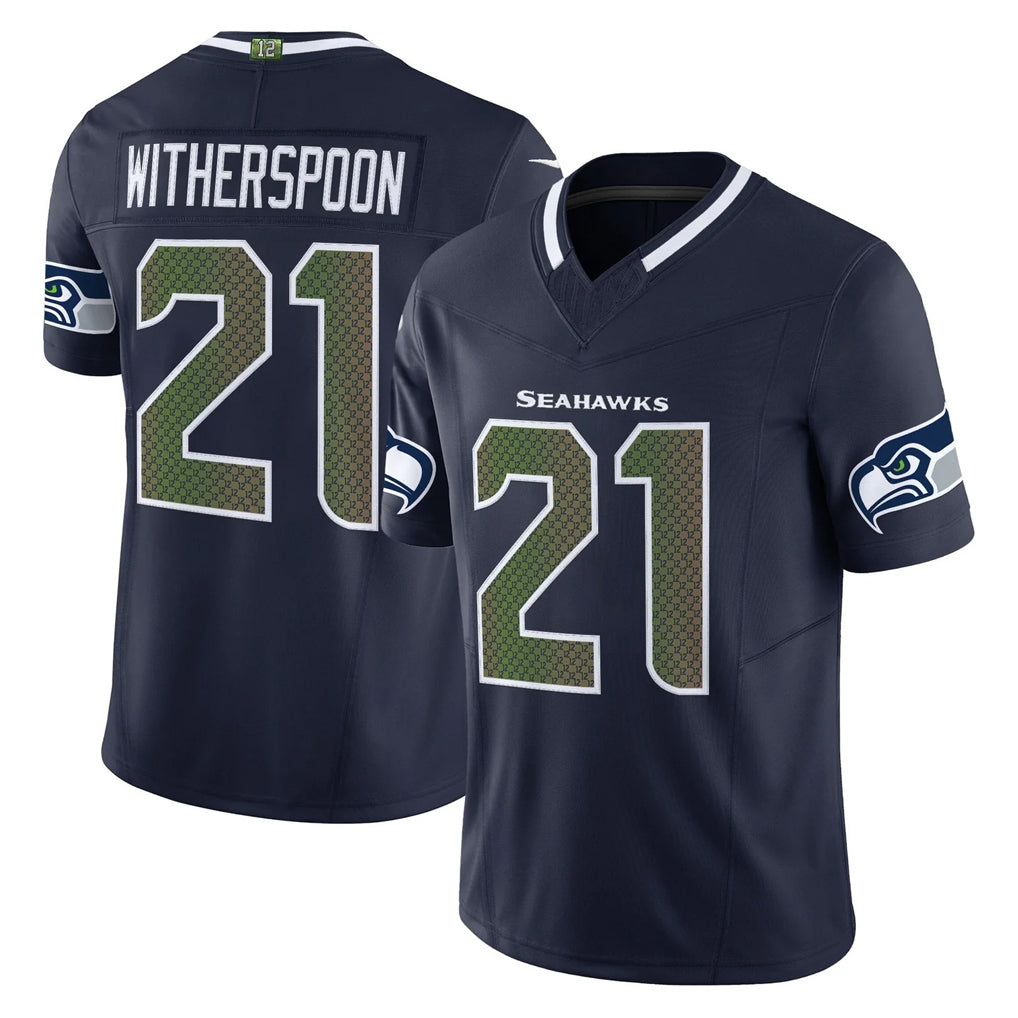 S.Seahawks #21 Devon Witherspoon Player Navy Rivalries Vapor Limited Home Game Gdoa Stitched Jerseys
