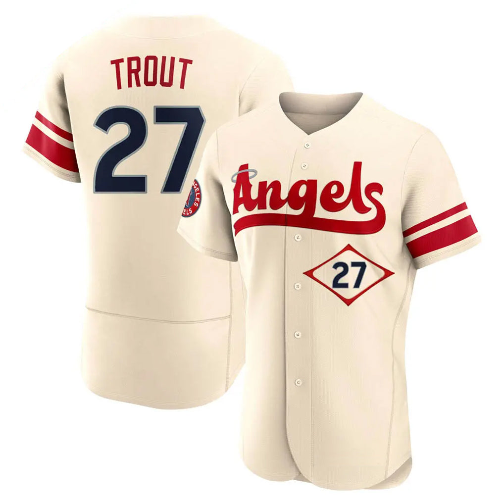 LA.Angels #27 Mike Trout Player Cream City Connect Limited ELite Home Fdoa Stitched Jerseys