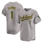 Athletics #1 Denzel Clarke Player Gray Road Limited Home Game Gdoa Stitched Jerseys