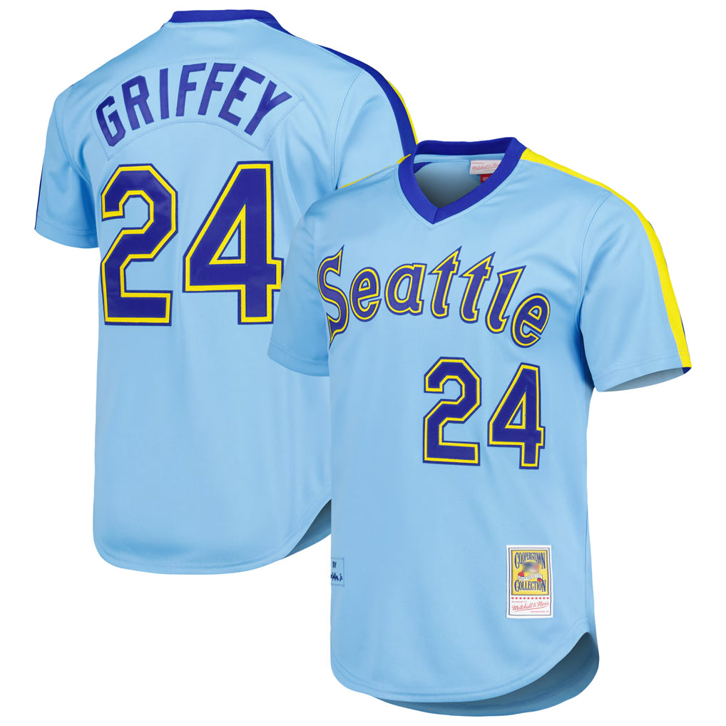 S.Mariners #24 Ken Griffey Jr Player Light Blue Mitchell & Ness Cooperstown Collection Game Fdoa Stitched Jerseys