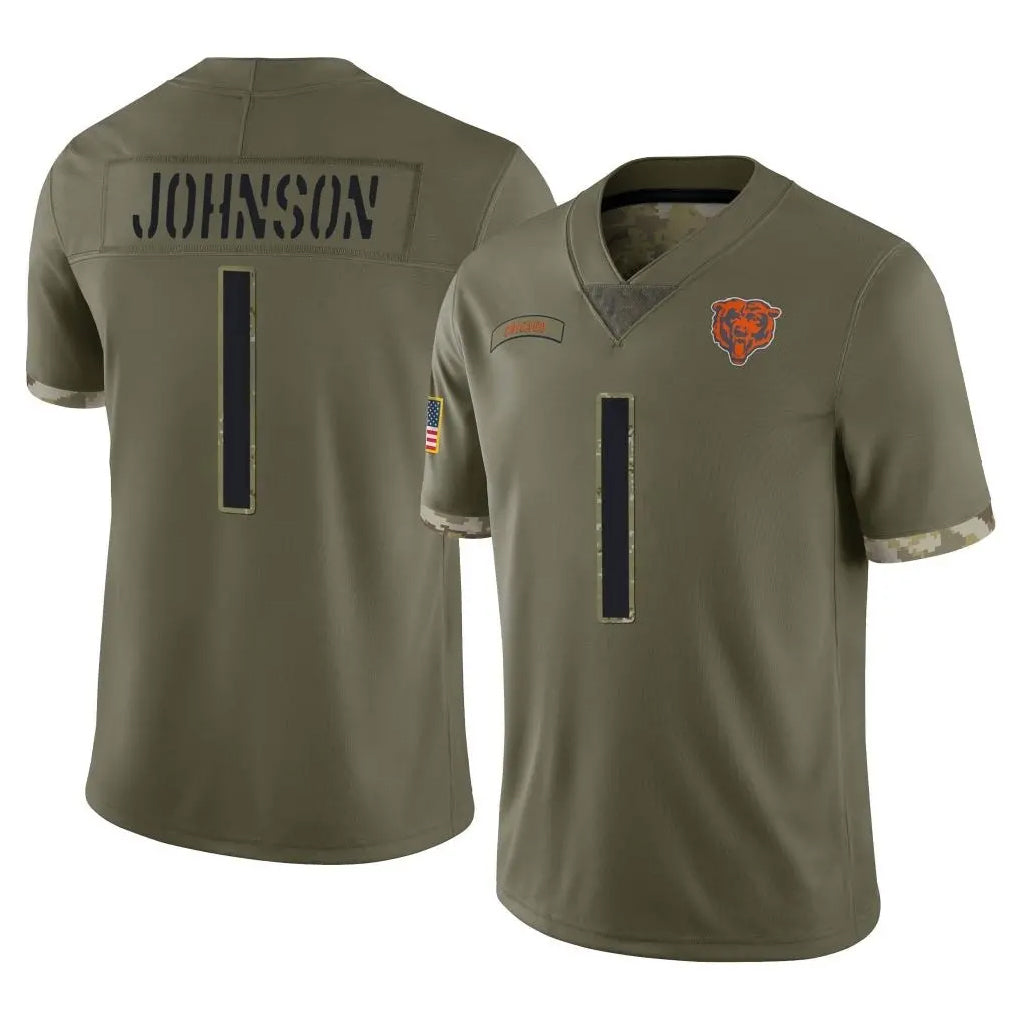 C.Bears #1 Jaylon Johnson Player Olive Salute to Service Limited Game Gdoa Stitched Jerseys