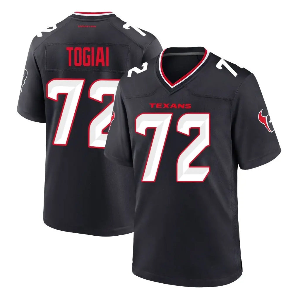 H.Texans #72 Tommy Togiai Player Navy Team Home Game Gdoa Stitched Jerseys
