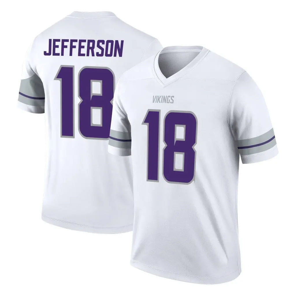 M.Vikings #18 Justin Jefferson Player White Alternate Legend Home Game Gdoa Stitched Jerseys