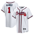 A.Braves #1 Ozzie Albies Player White Home Game Gdoa Stitched Jerseys