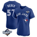 T.Blue Jays #57 Shane Bieber Player Royal 2025 World Series Elite All Fdoa Stitched Jerseys