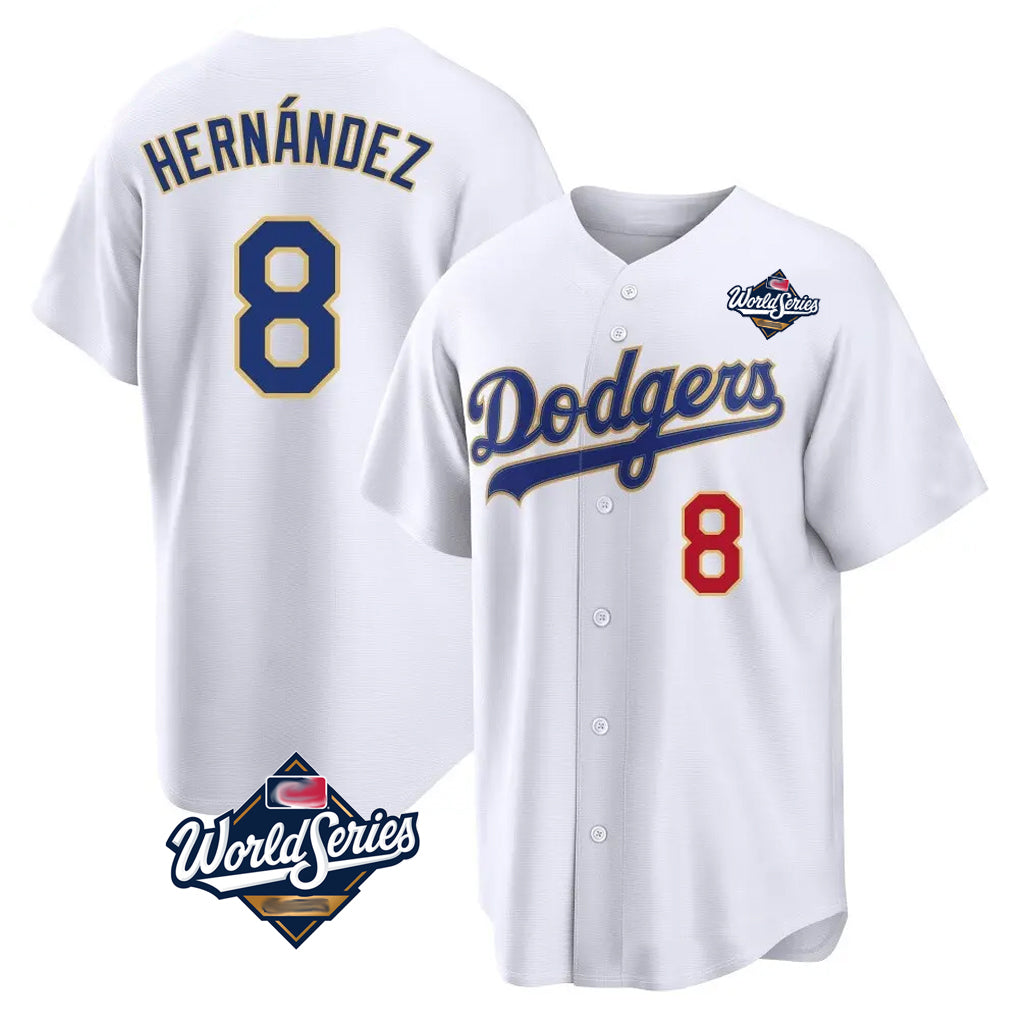 LA.Dodgers #8 Enrique Hern¨¢ndez Player Gold White World Series 2026 Collection Stadium Limited Fdoa Stitched Jerseys