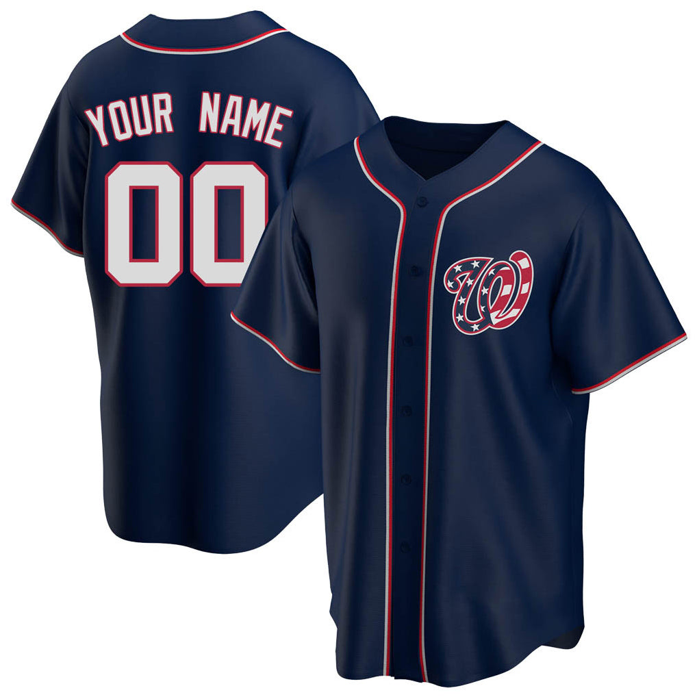 Custom W.Nationals Navy Replica Home Game Any Name & Number Gdoa Stitched Jerseys