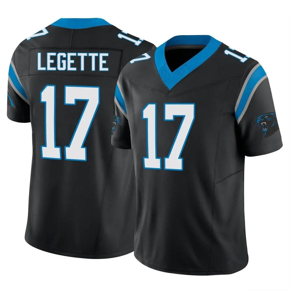 C.Panthers #17 Xavier Legette Player Black Vapor F.U.S.E. Limited Home Game Gdoa Stitched Jerseys