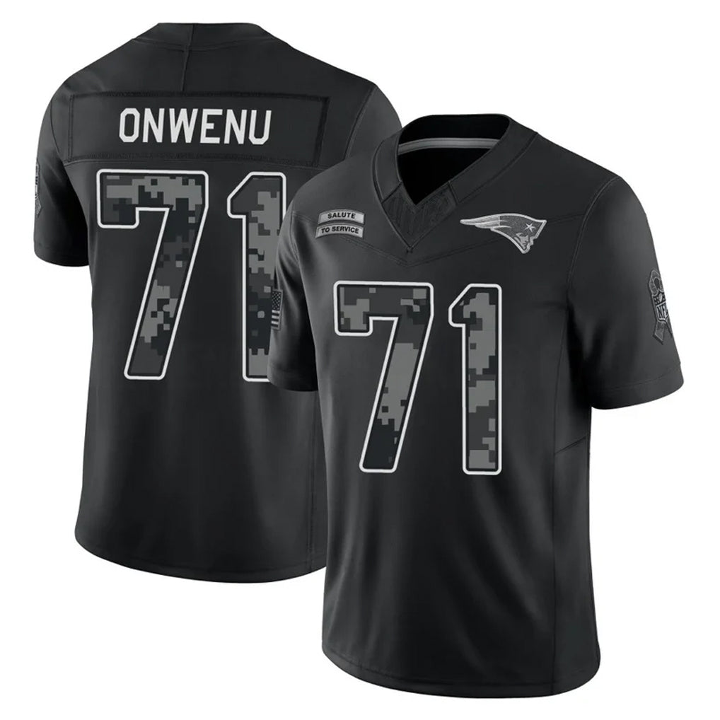 NE.Patriots #71 Mike Onwenu Player Black Limited 2026 Salute to Service Home Game Gdoa Stitched Jerseys
