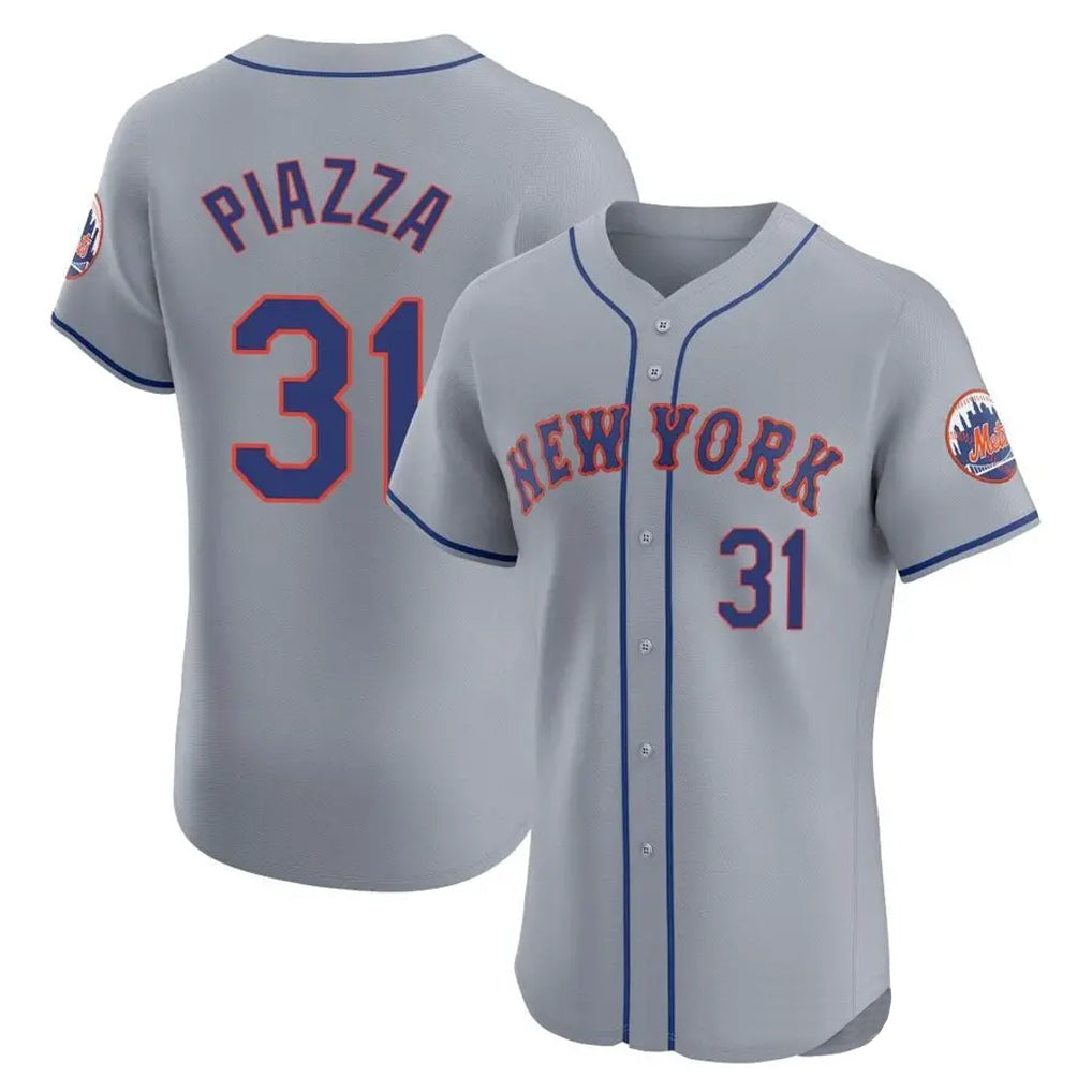 NY.Mets #31 Mike Piazza Player Gray Road Limited Elite Home Fdoa Stitched Jerseys