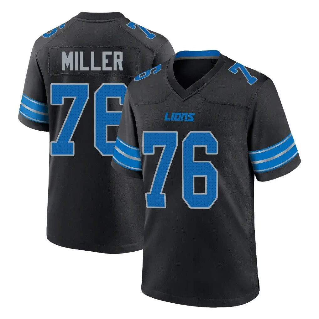 D.Lions #76 Blake Miller Player Black Alternate Home Game Gdoa Stitched Jerseys