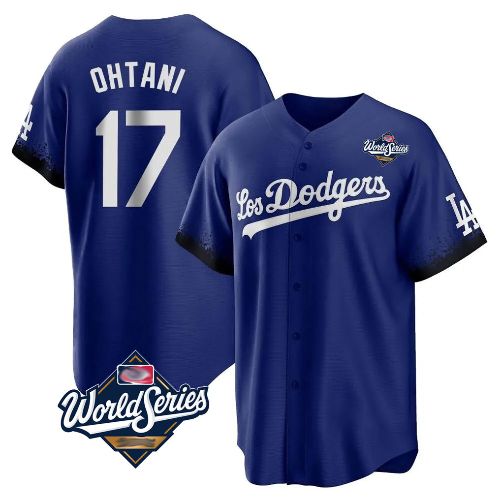 LA.Dodgers #17 Shohei Ohtani Player Royal World Series City Connect Home Game Fdoa Stitched Jerseys