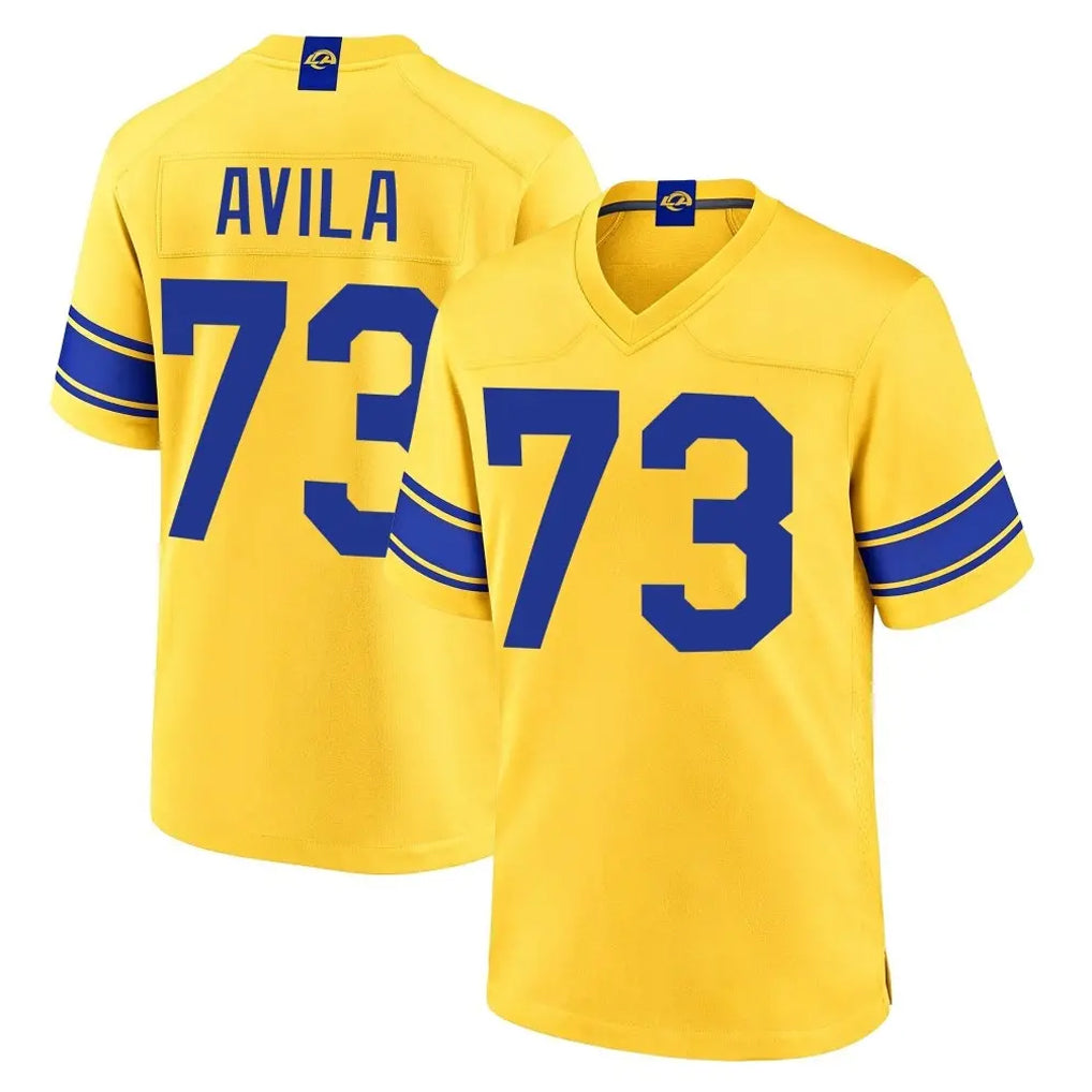 LA.Rams #73 Steve Avila Player Gold Classic Sol Home Game Gdoa Stitched Jerseys