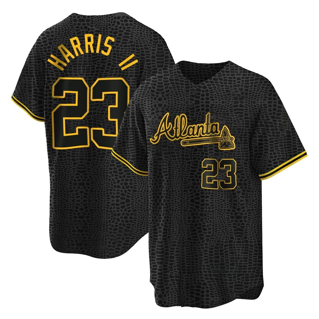 A.Braves #23 Michael Harris II Player Black Snake Skin City Home Game Gdoa Stitched Jerseys
