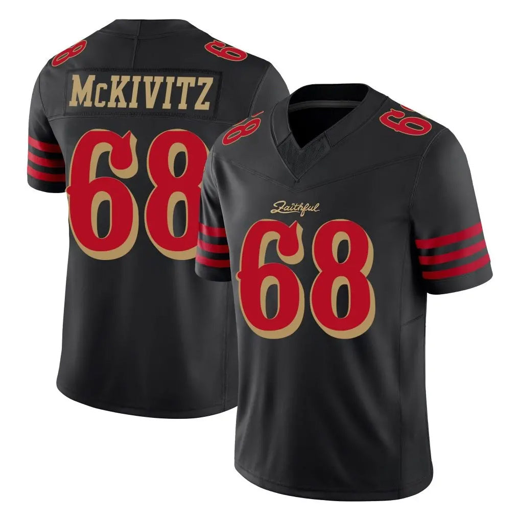 SF.49ers #68 Colton McKivitz Player Black Limited Rivalries Collection Home Game Gdoa Stitched Jerseys