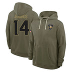 M.Vikings #14 Jauan Jennings Player Olive Salute to Service Pullover Hoodies Limited Gdoa Stitched Jerseys