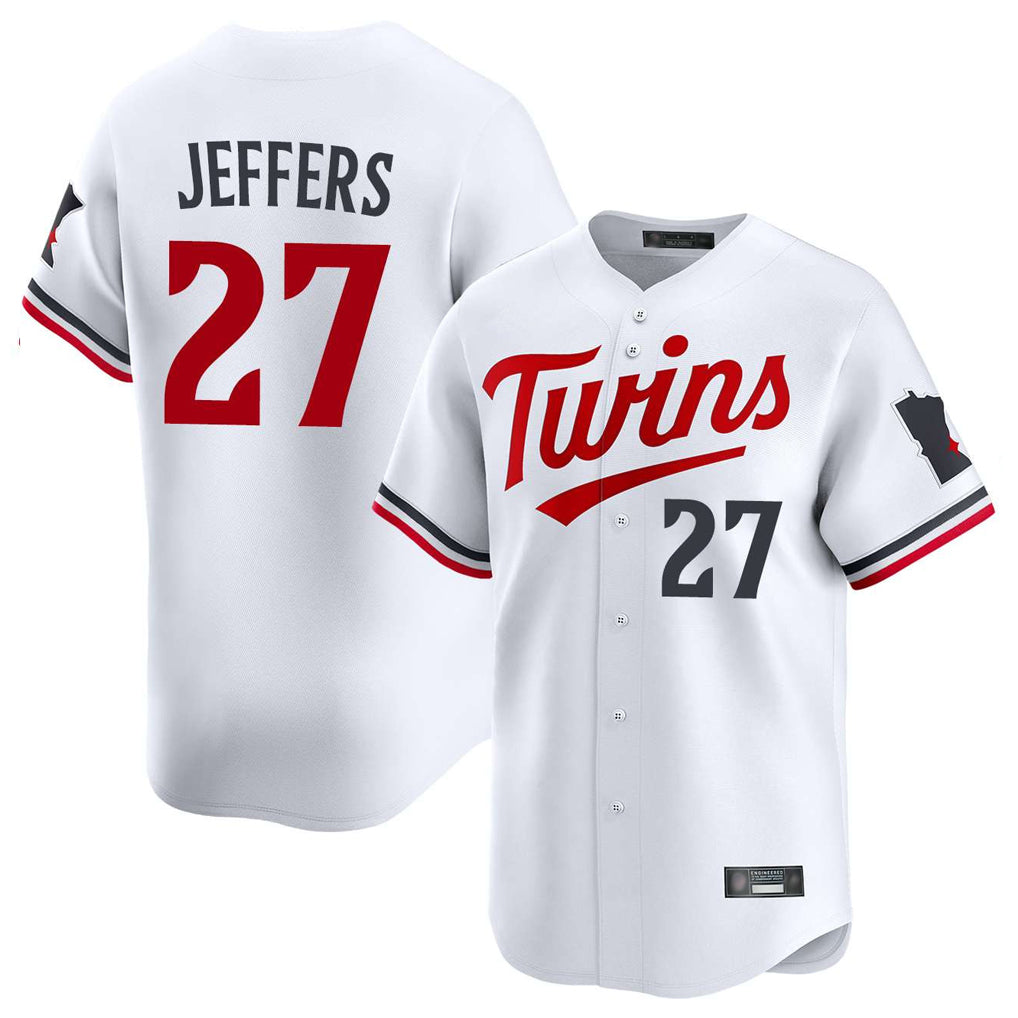 M.Twins #27 Ryan Jeffers Player White Home Limited Fdoa Stitched Jerseys