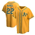 Athletics #22 Jeff McNeil player Gold Replica Alternate Stitched Jersey