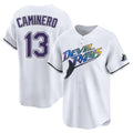 T.Bay Rays #13 Junior Caminero Player White City Connect Home Fdoa Stitched Jerseys