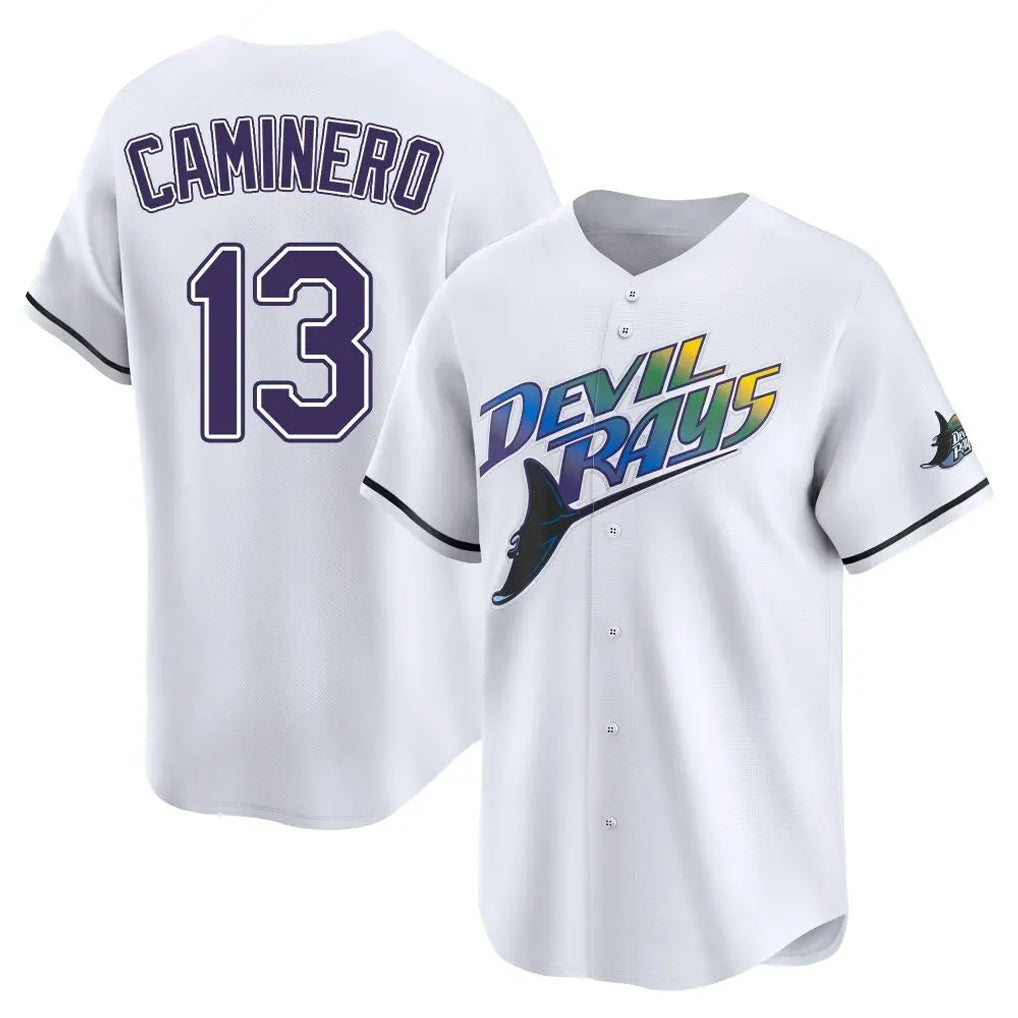 T.Bay Rays #13 Junior Caminero Player White City Connect Home Fdoa Stitched Jerseys