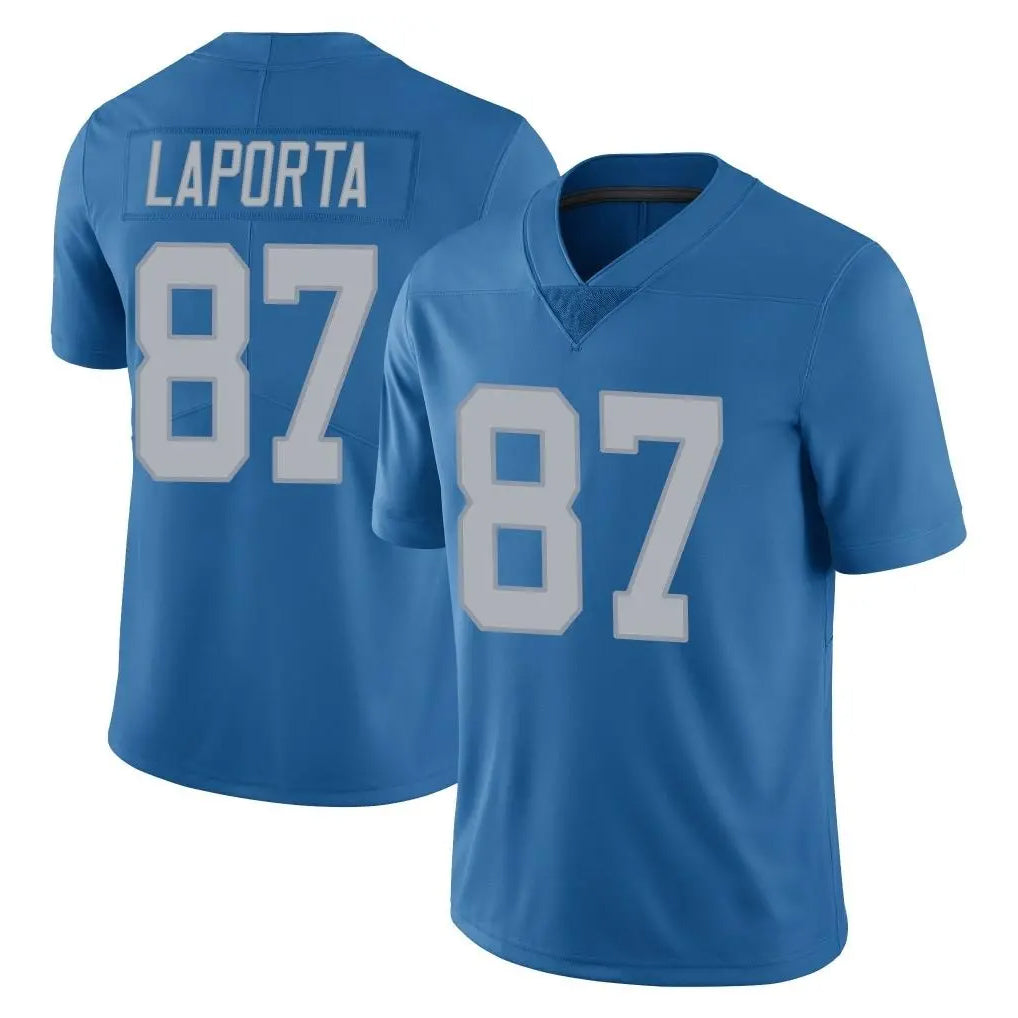 D.Lions #87 Sam LaPorta Player Blue Limited Throwback Vapor Untouchable Gdoa Stitched Jerseys