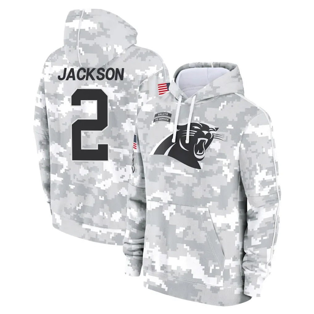 C.Panthers #2 Michael Jackson Player Arctic Camo Salute to Service Pullover Hoodies Limited Game Gdoa Stitched Jerseys