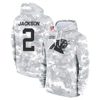 C.Panthers #2 Michael Jackson Player Arctic Camo Salute to Service Pullover Hoodies Limited Game Gdoa Stitched Jerseys