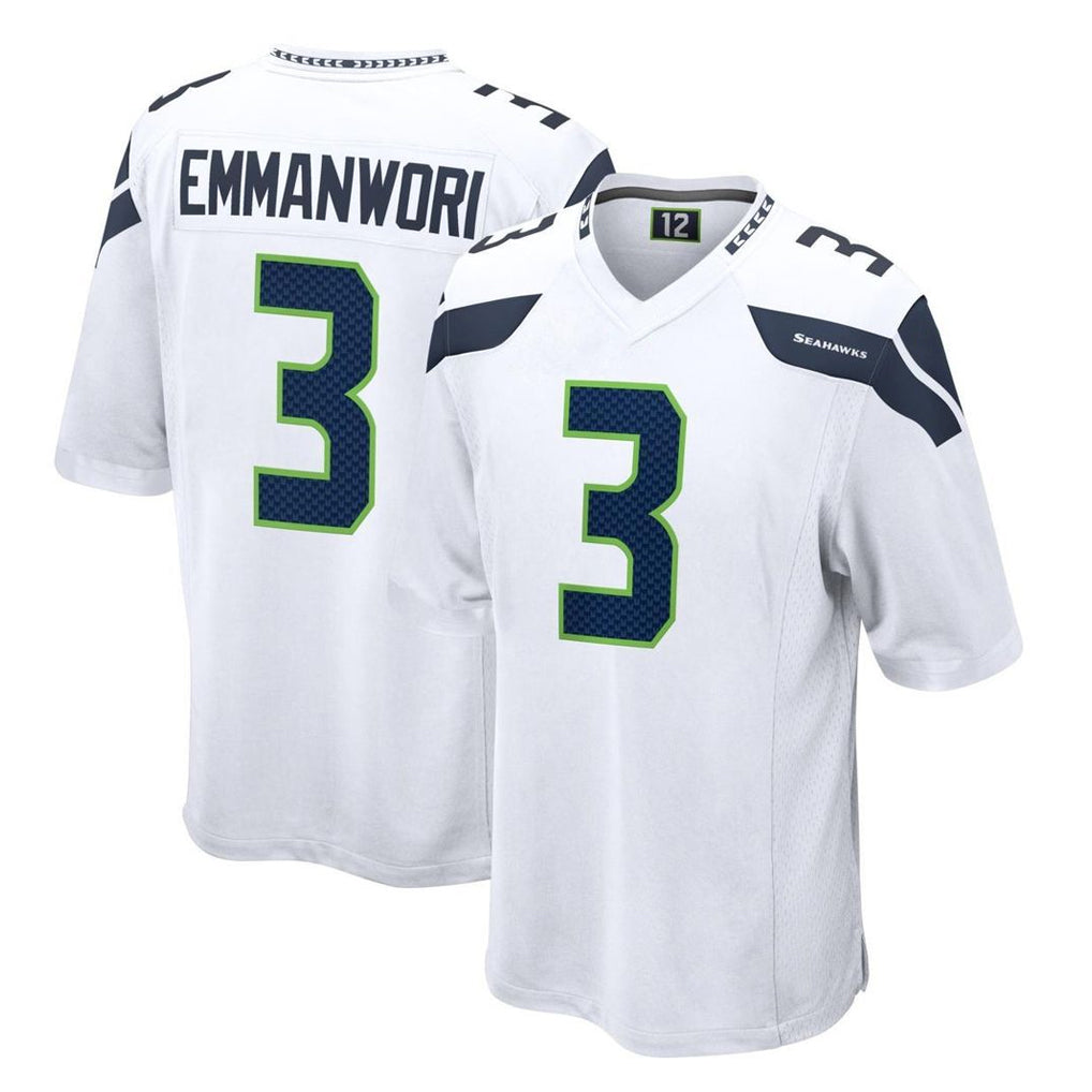 S.Seahawks #3 Nick Emmanwori Player White Home Game Gdoa Stitched Jerseys