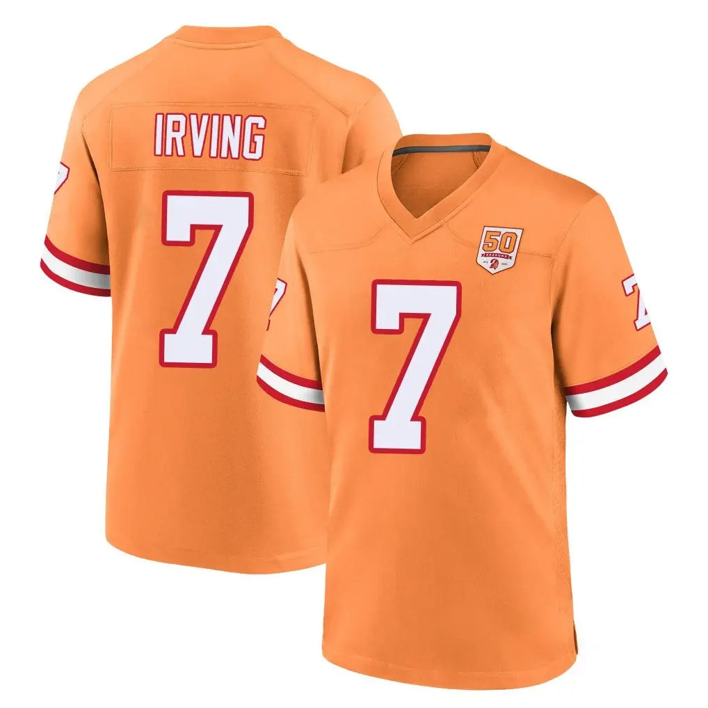 TB.Buccaneers #7 Bucky Irving Player Orange Throwback Home Game Gdoa Stitched Jerseys