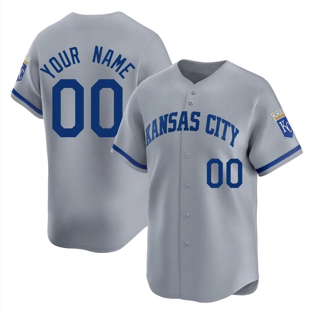 Cusotm KC.Royals Gray Limited Home Game Any Name & Number Gdoa Stitched Jerseys