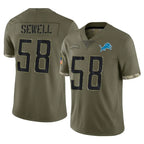 D.Lions #58 Penei Sewell Player Olive Salute To Service Limited Gdoa Stitched Jerseys