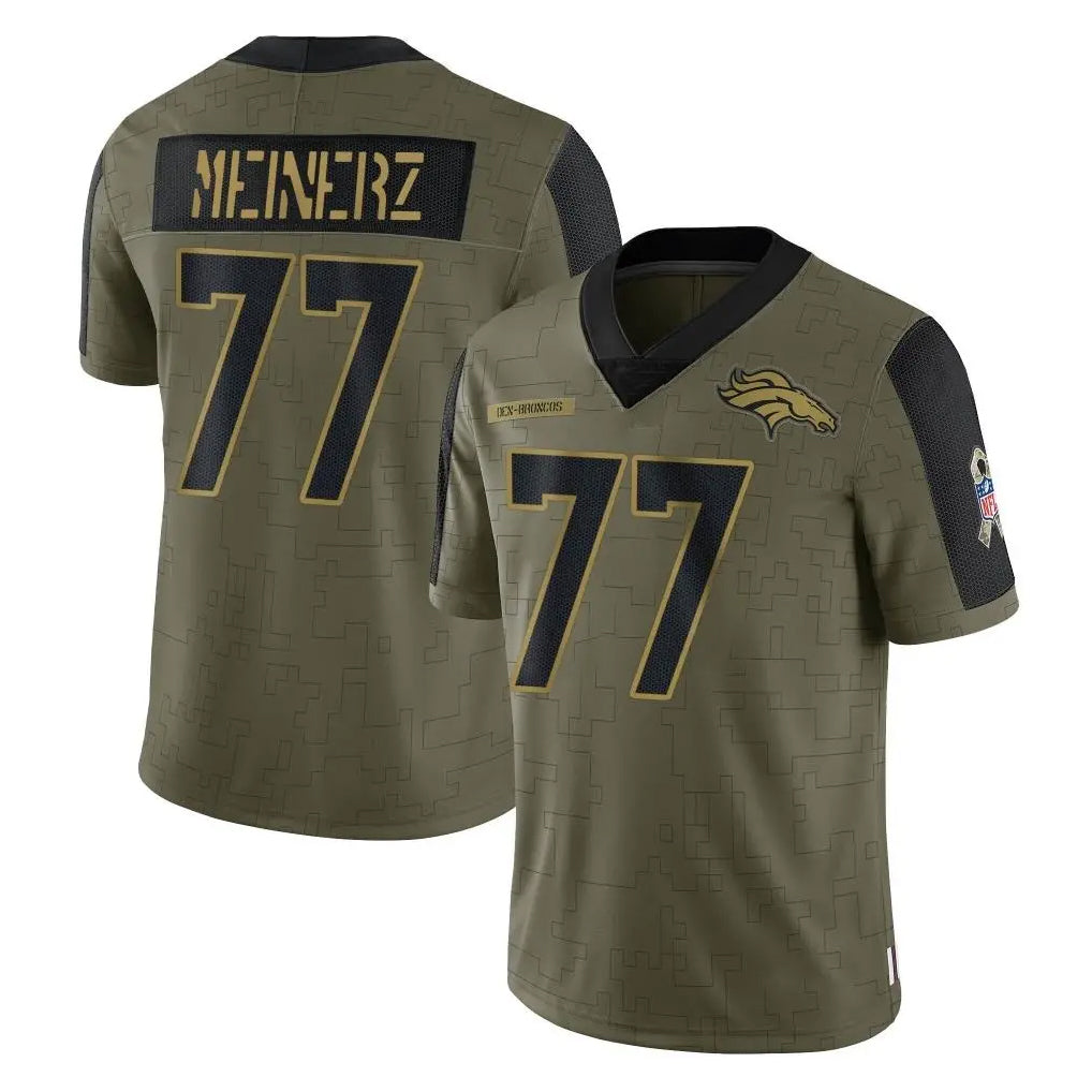 D.Broncos #77 Quinn Meinerz Player Olive Salute To Service Limited Game Gdoa Stitched Jerseys