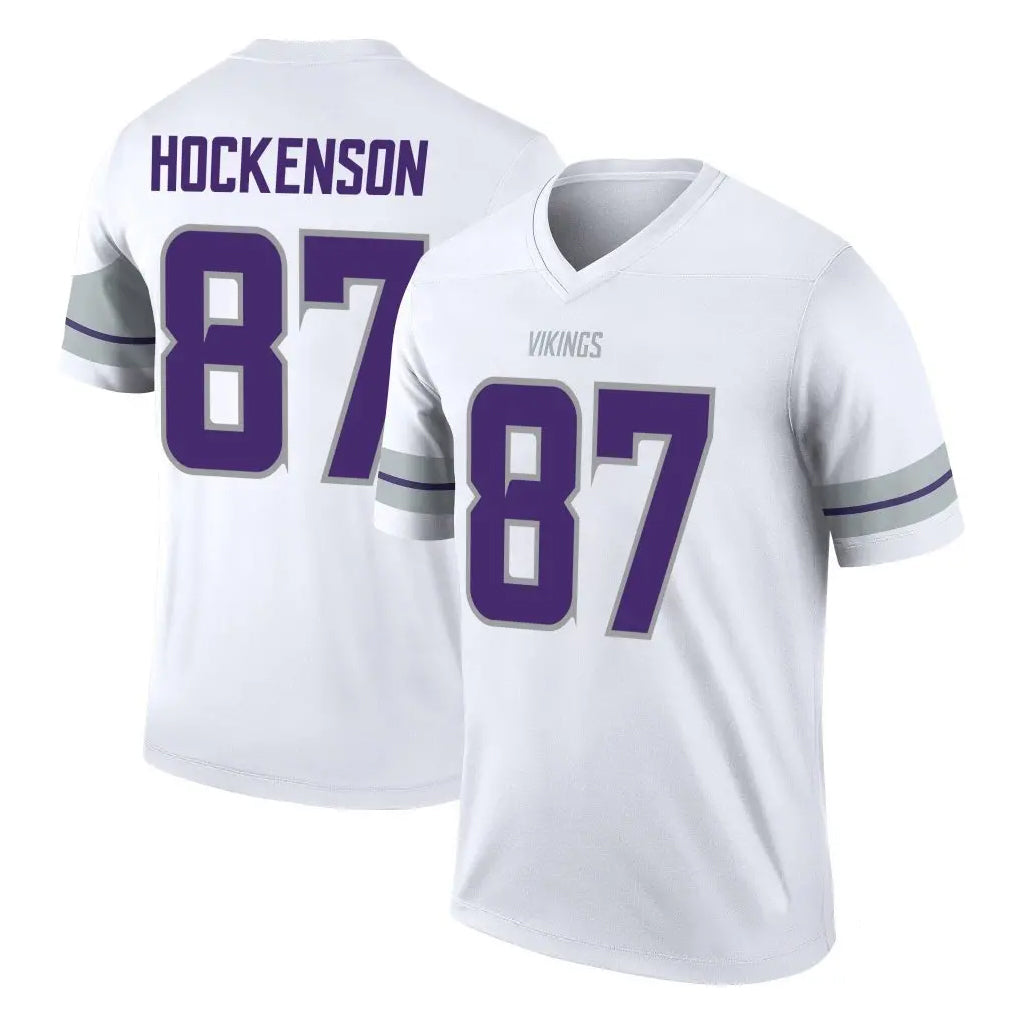 M.Vikings #87 T.J. Hockenson Player White Alternate Legend Home Game Gdoa Stitched Jerseys