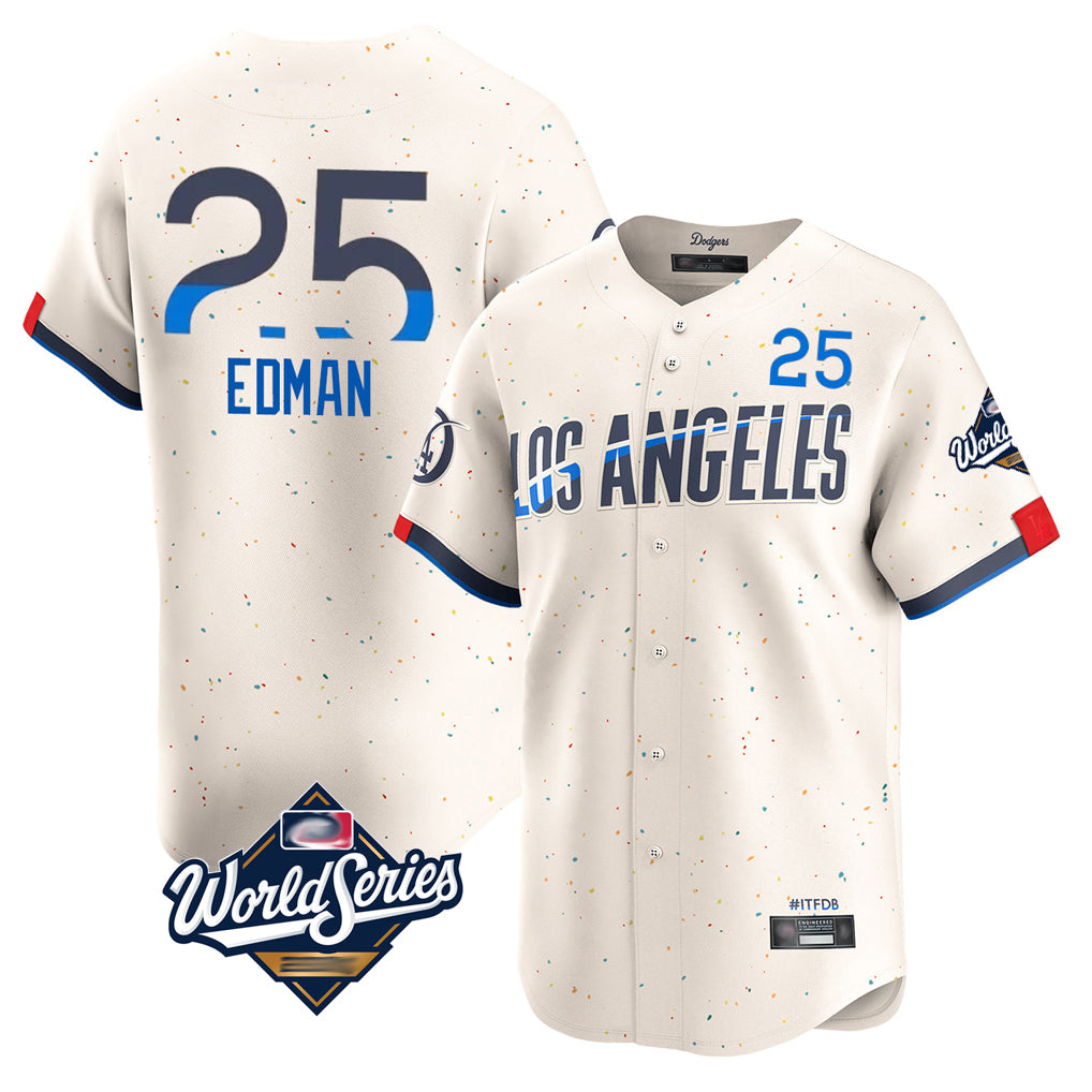 LA.Dodgers #25 Tommy Edman Player Cream World Series City Connect Limited Home Fdoa Stitched Jerseys