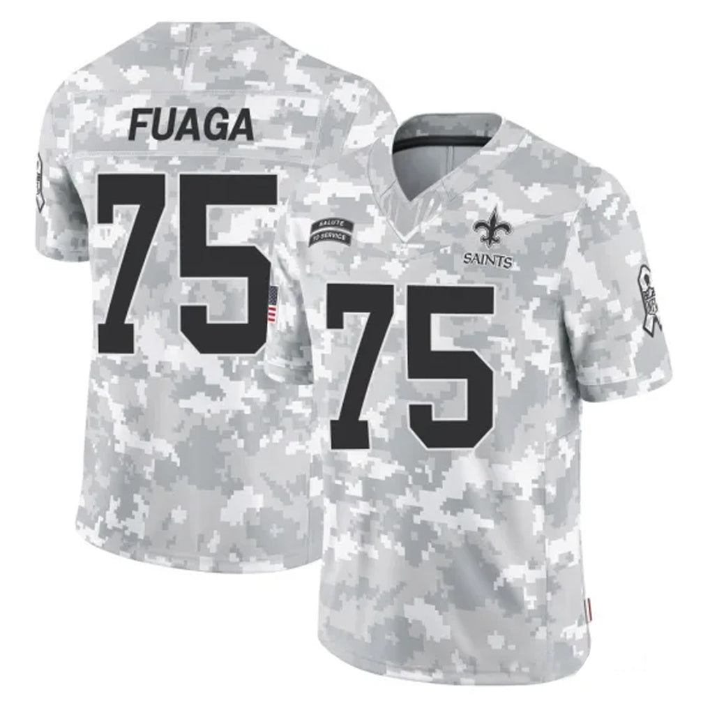 NO.Saints #75 Taliese Fuaga Player Arctic Camo Salute To Service Limited Game Gdoa Stitched Jerseys