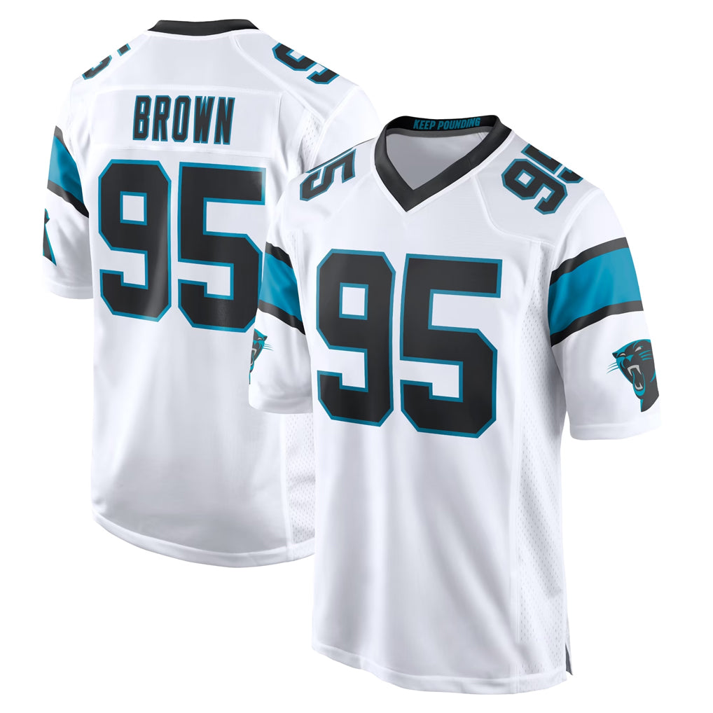 C.Panthers #95 Derrick Brown Player White Home Game Gdoa Stitched Jerseys