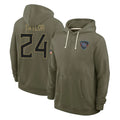 T.Titans #24 Alontae Taylor Player Olive Salute to Service Hoodies Home Game Gdoa Stitched Jerseys